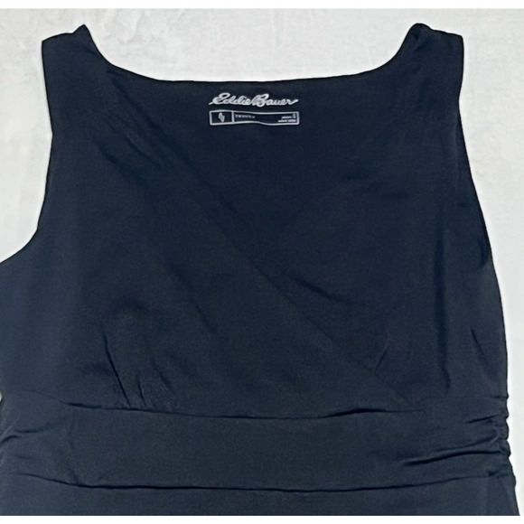 Eddie Bauer Knit Jersey Travex Dress Size Small Black Knee Length Stretch - Picture 3 of 7